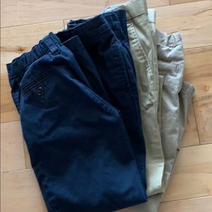 Bundle of khaki and navy boy chinos